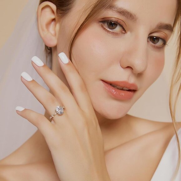 3 Carats 925 Sterling Silver Ring Oval Cut Cubic Zirconia Engagement Solitaire H - Picture 6 of 6